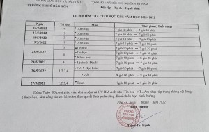 THÔNG BÁO LỊCH KIỂM TRA HỌC KỲ 2 NĂM 2021 - 2022